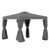 Outsunny 3x3m Gazebo with 2-Tier Roof, Mosquito Net & 4 Curtains – Garden Canopy, Dark Grey