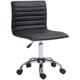 HOMCOM Armless Mid-Back Office Chair with 360° Swivel & Height Adjustment – PU Leather Desk Chair, Black