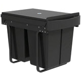 HOMCOM Pull Out Bin with 2 x 20L Removable Compartments – Under Sink Kitchen Waste and Recycling Bin, Black