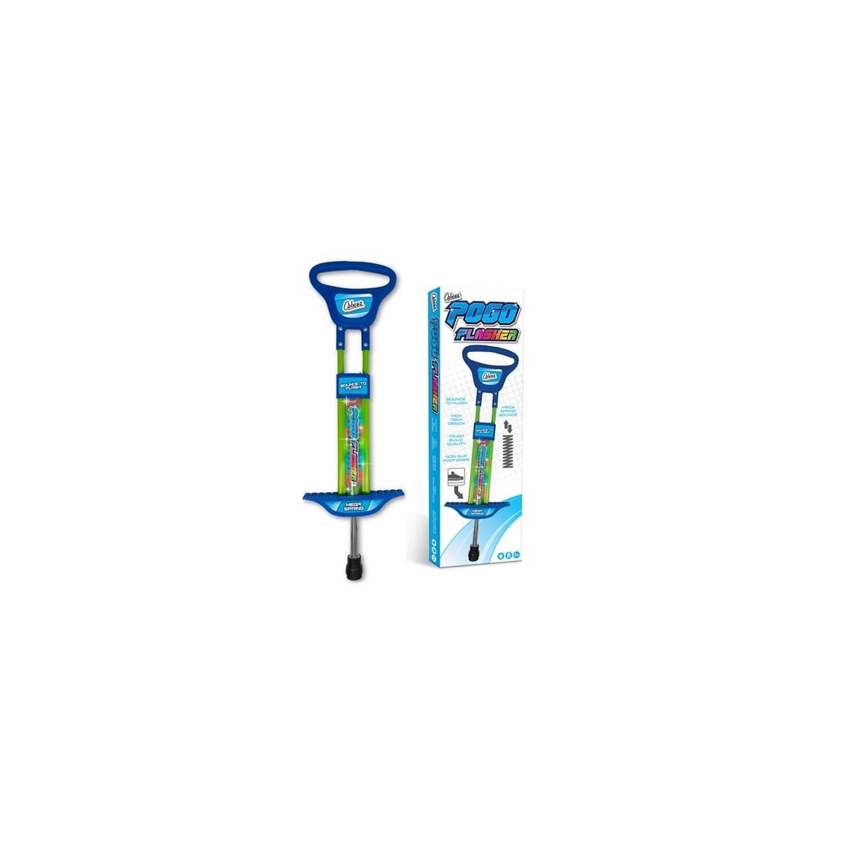 Ozbozz Go Light Up Pogo Stick, 89cm Spring-Powered – Outdoor Garden Game for Boys & Girls, Blue