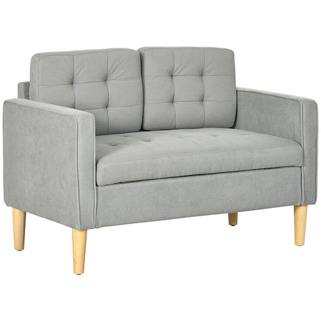 Grey compact 2 seater loveseat with storage