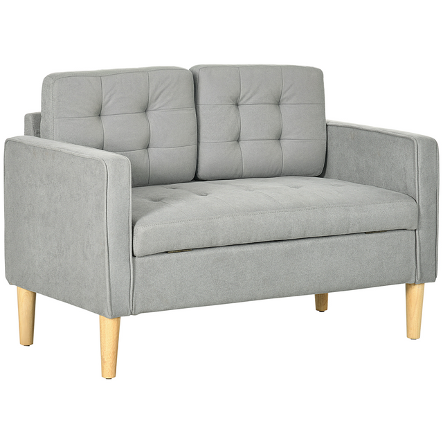 Grey compact 2 seater loveseat with storage