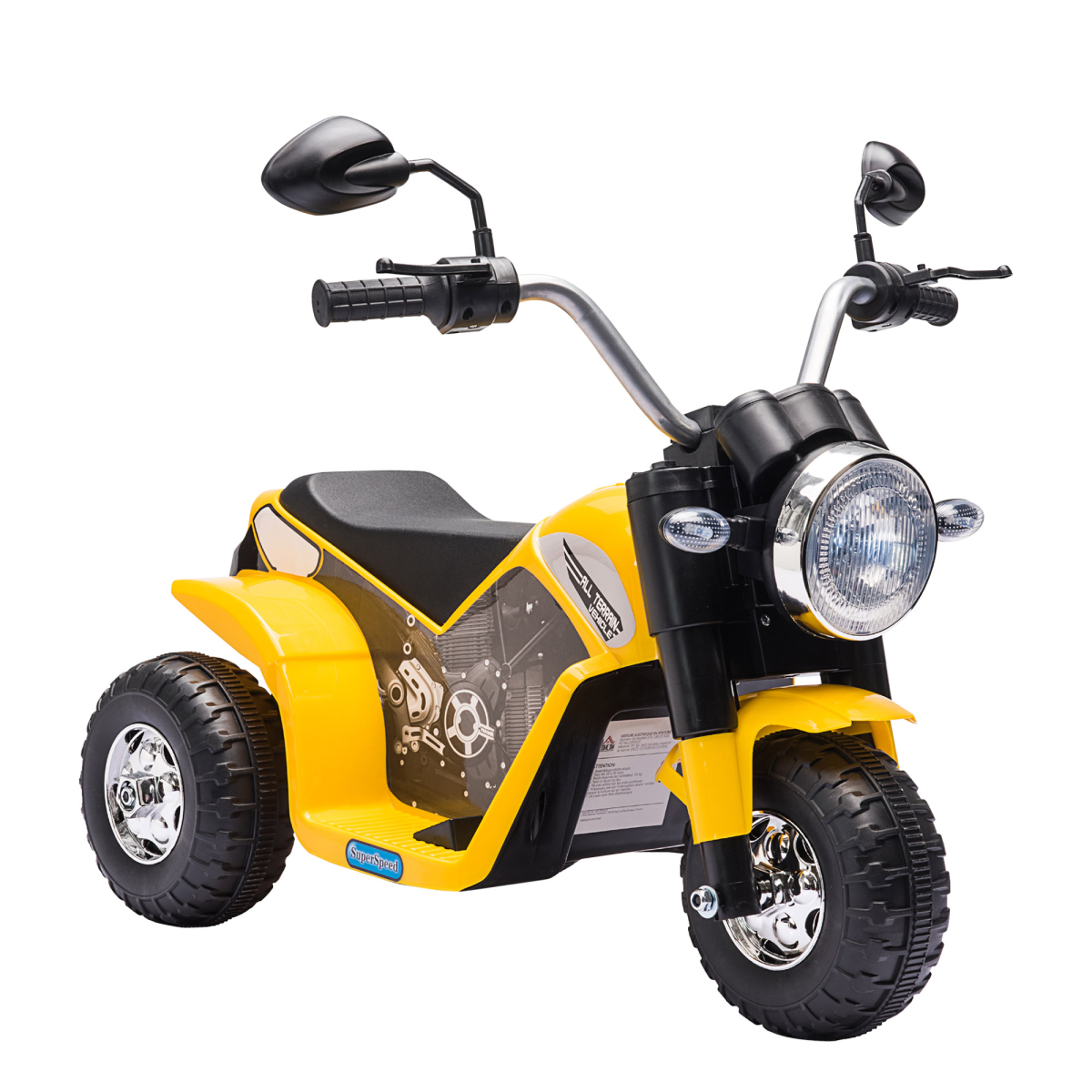 HOMCOM 6V Kids Electric Motorcycle Ride-On with Headlights & Horn – Battery Toy for 18-36 Months, Yellow