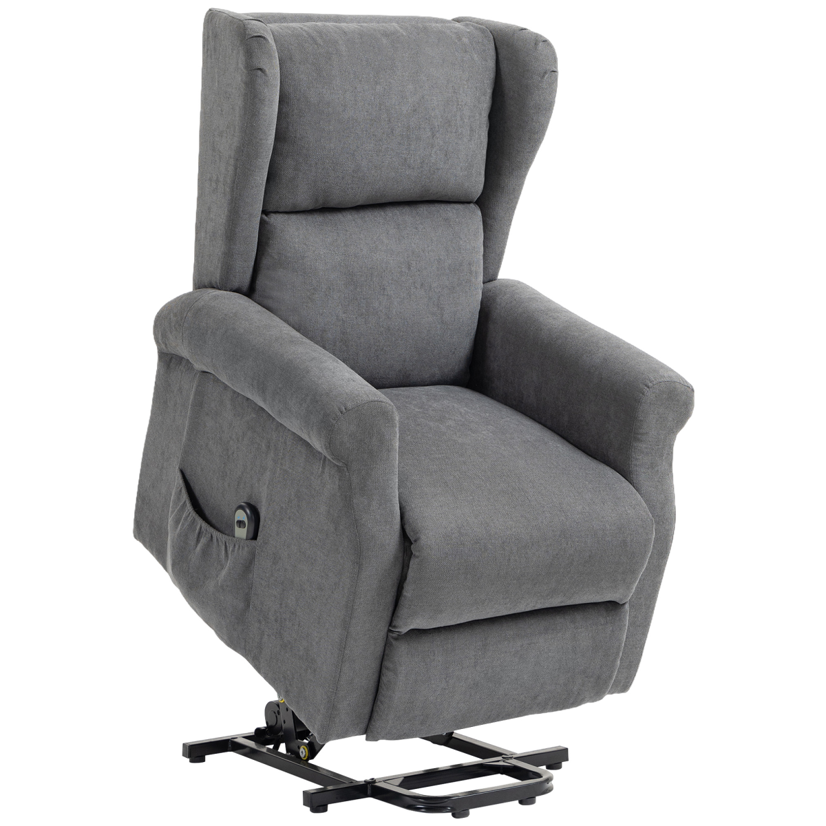 HOMCOM Power Lift Chair with Remote, 135° Reclining Backrest & Footrest – Fabric Recliner Armchair, Charcoal Grey