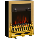 HOMCOM 2000W LED Flame Electric Fireplace with Coal Burning Effect – Freestanding Heater, Golden