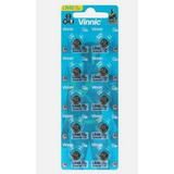 Vinnic L754 AG5 Alkaline Watch Batteries, Card of 10 – 1.5V Button Cells for Watches, Clocks & Calculators