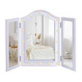 Lighted Tri-Fold Vanity Mirror Large Cosmetic Mirror LED Lights White