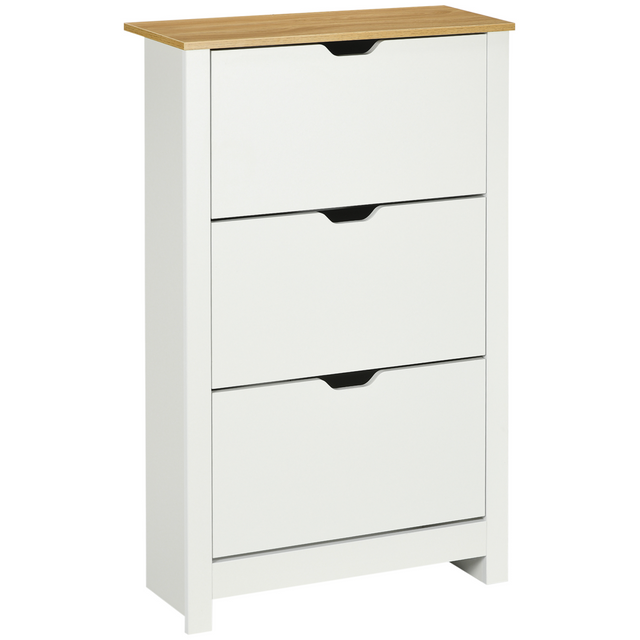 HOMCOM white 18 pair shoe cabinet