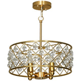 HOMCOM 51 Crystallite Four-Bulb Chandelier with 130 cm Adjustable Chain – Gold-Tone Ceiling Light