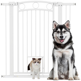 PawHut Stair Gate with Cat Door, Adjustable 76–104cm Width, 106cm Tall – Pet Safety Gate