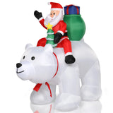 Garden Santa Claus Riding Polar Bear Decoration with 7 LED Lights, 6ft – Outdoor Christmas Display