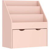 AIYAPLAY Kids Bookcase with 3 Shelves and Wheeled Drawer – Anti-Tip Playroom Storage for Ages 3–8, Pink