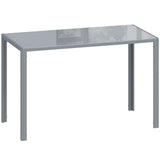 HOMCOM 120cm Dining Table with Tempered Glass Top and Powder-Coated Steel Legs – 4 Seater Kitchen Table, Grey