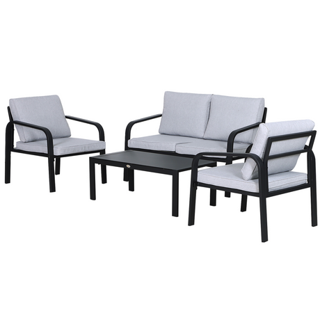 Outsunny 4 Piece Aluminium Garden Sofa & Dining Set - front view