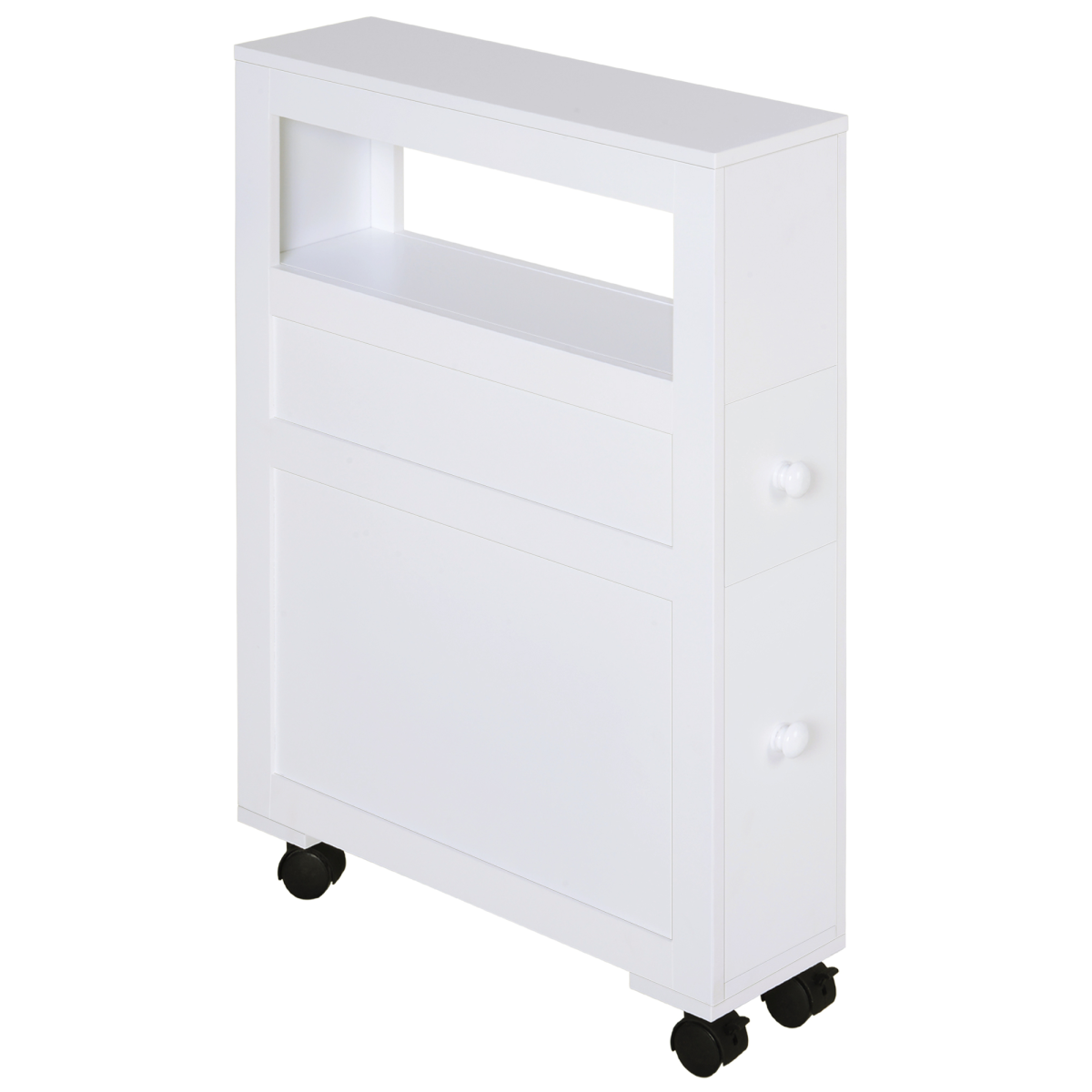 Slim rolling bathroom storage unit