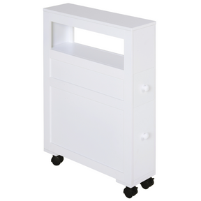 Slim rolling bathroom storage unit