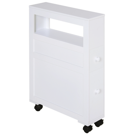 Slim rolling bathroom storage unit