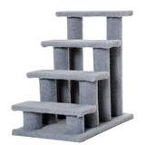 Pawhut 4-Step Pet Ramp Stairs with Faux Fur Cover – Safety Climbing Steps for Cats and Dogs, Grey