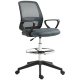 Vinsetto Draughtsman Chair Tall Office Chair with Adjustable Height and Footrest – Mesh Back, Grey