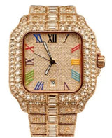 NY London Men's Bling Watch – Square Rose Gold Dial, Rose Gold Bracelet, Date Display