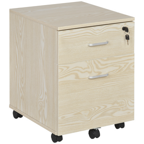 Vinsetto oak 2-drawer locking filing cabinet on wheels