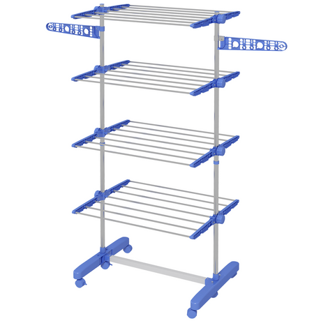 HOMCOM blue 4-tier stainless steel clothes airer