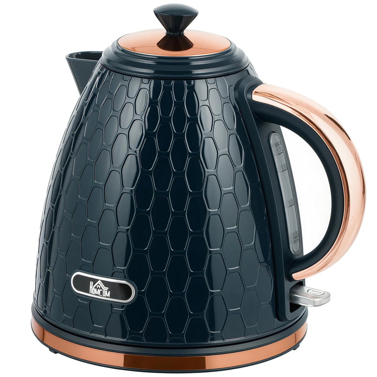 HOMCOM 3000W Rapid Boil Honeycomb Kettle, 1.7L with Boil-Dry Protection and Removable Filter – Dark Blue