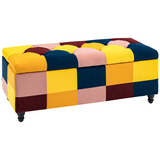 Velvet button-tufted storage ottoman