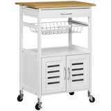 Kitchen island trolley with bamboo top