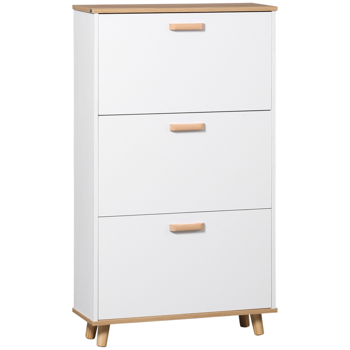 HOMCOM slim shoe cabinet with three flip drawers