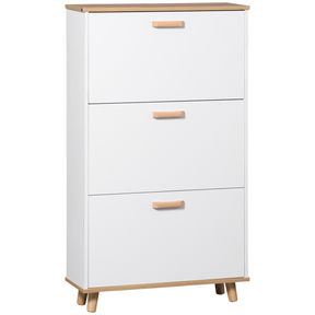 HOMCOM slim shoe cabinet with three flip drawers