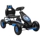 HOMCOM Kids Pedal Go Kart with Adjustable Seat, Rubber Wheels & Handbrake – Ages 5-12, Blue