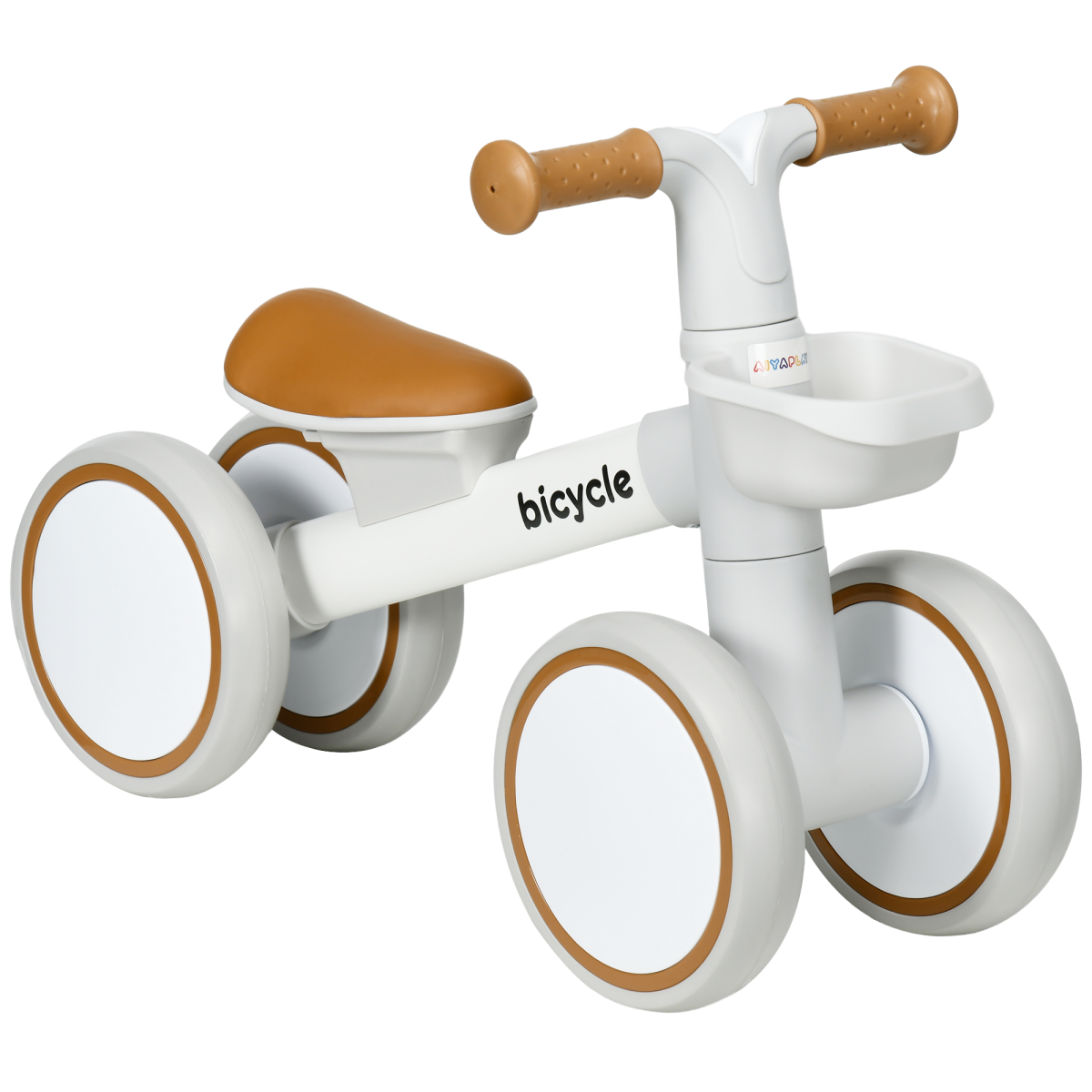 AIYAPLAY Kids Balance Bike for 1-3 Years with Adjustable Seat and Silent Tyres – Aluminium Alloy Frame, Brown