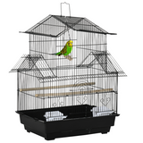 PawHut Metal Bird Cage with Plastic Perch, Food Container and Carry Handle, 50.5 x 40 x 63cm – Black