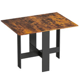 HOMCOM Folding Drop Leaf Dining Table for 4-6 People – Space-Saving Kitchen Table and Writing Desk, Rustic Brown