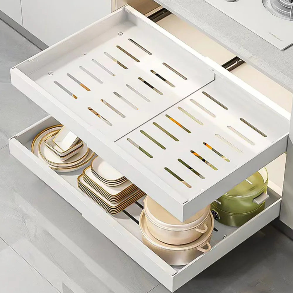 Extendable Pull Out Cabinet Organiser with Silent Slide Rails – No-Drill Kitchen Slide Out Storage Shelf