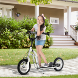 Kids Scooter with 12 Inch Inflatable Football-Design Wheels & Adjustable Handlebar – Steel Frame, Ages 5+, White
