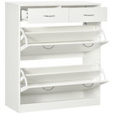 HOMCOM white slim shoe cabinet with 2 flip drawers