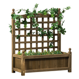 Outsunny Brown Garden Planter with Climbing Trellis – Indoor Outdoor Plant Support for Vines