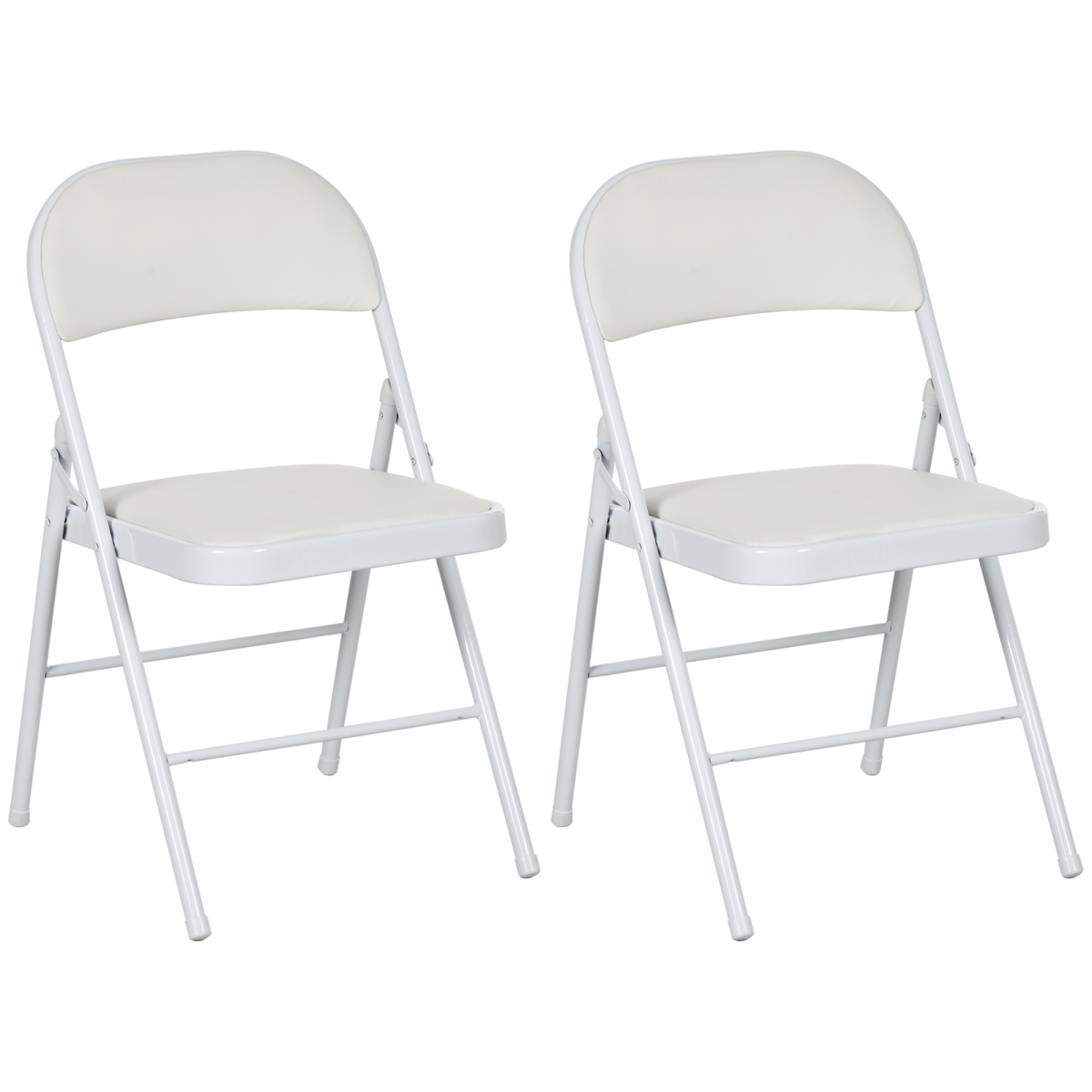 HOMCOM Padded Folding Chairs – 2 Pack, White