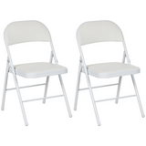 HOMCOM Padded Folding Chairs – 2 Pack, White