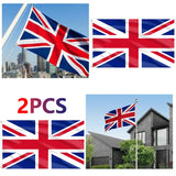 Union Jack UK Flag, 90 x 150 cm (3 x 5 ft), Pack of 2, with Brass Grommets