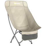 Outsunny Heavy Duty Folding Camping Chair with Side Pocket and Carry Bag, 120kg – Moon Chair, Khaki