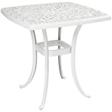 Outsunny Cast Aluminium Garden Side Table with 38 mm Parasol Hole, Floral Patio End Table with Adjustable Feet