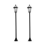 Outsunny Set of 2 Solar LED Garden Lamp Posts with Adjustable Four-Section Poles – Lantern Lights, Black