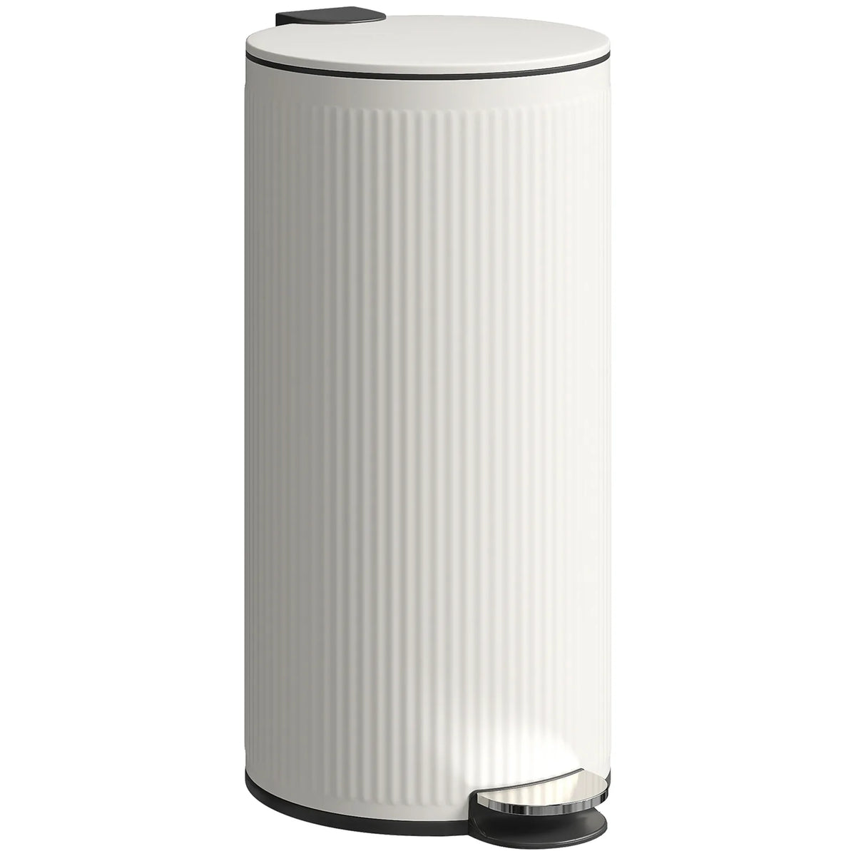 HOMCOM 30L Kitchen Pedal Bin with Soft-Close Lid and Removable Inner Bucket – Fingerprint-Resistant, Cream
