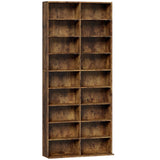 HOMCOM CD Storage Tower for 640 CDs or 360 DVDs with 14 Adjustable Shelves – Tall Narrow Media Rack, Rustic Brown