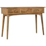 Artisan Furniture Solid Wood 3 Drawer Console Table, Nordic Style Hallway Storage – Slim Mango Wood, Brown
