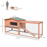 Wooden Rabbit Hutch with Detachable Run, Ramp, Asphalt Roof & Slide-Out Tray – Outdoor Small Animal Cage, Natural