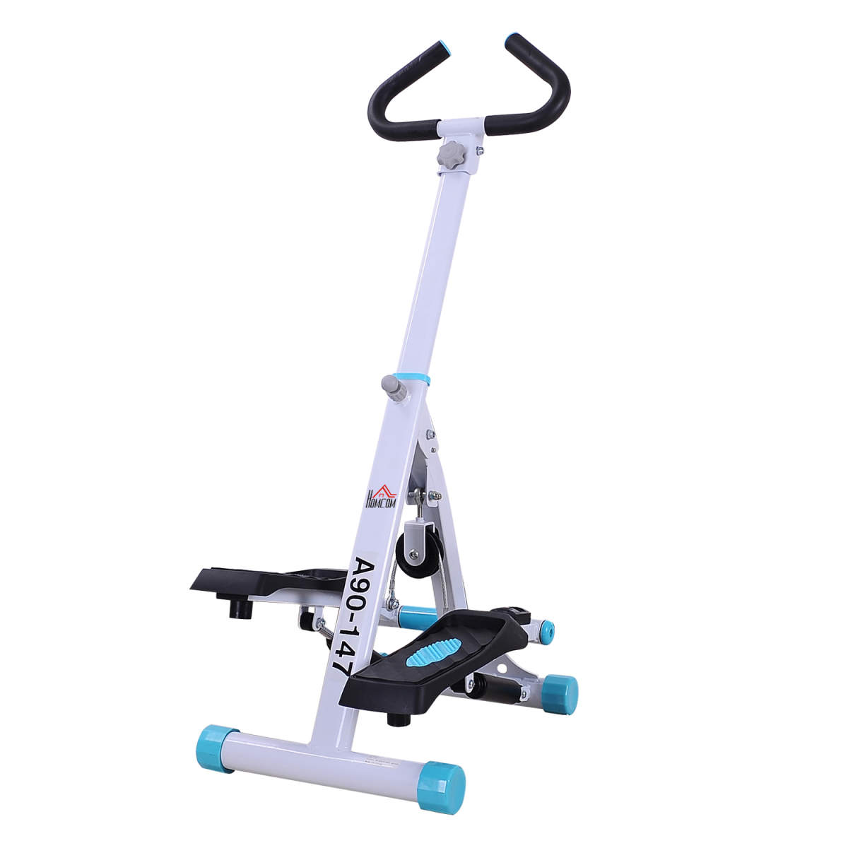 HOMCOM Foldable Stepper with Handlebar & Non-Slip Pedals – Steel Step Machine for Home Cardio Workouts